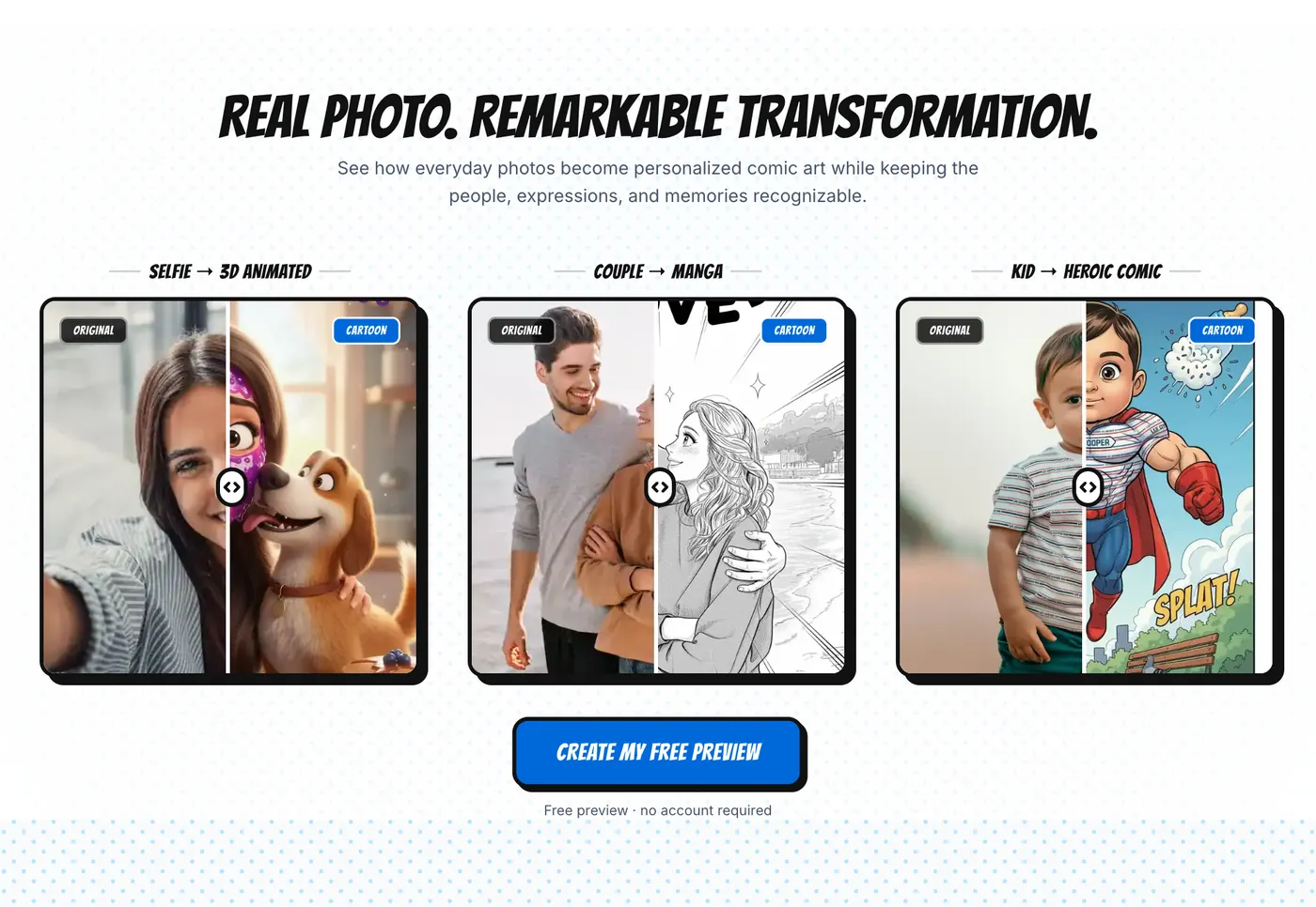 Real photos and their comic versions